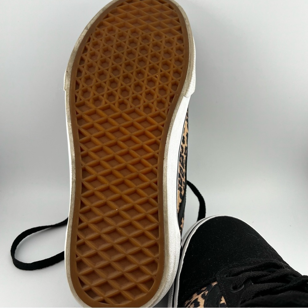 Vans Old Skool Women's 7.5 Black Leopard Canvas Sneakers Suede Shoe Low Top - Picture 10 of 10